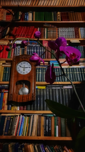 Clock and books
